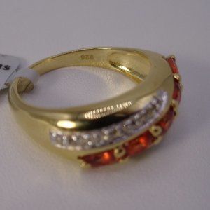 Silver Orange sapphire gold coated silver ring  3.83g SIZE 7 NEW
